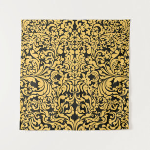 Tapete De Parede Dourado padrão de arte floral em vinta de arte tai