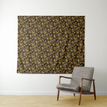 Dourado Preto Floral Brilhante