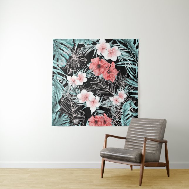 Tapete De Parede Dourado Rosa Tropical Elegante Botânico Ilha Luau (In Situ)