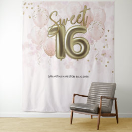 Tapete De Parede Dourado Sweet 16 Bday Balloons Partidos Pink Backd