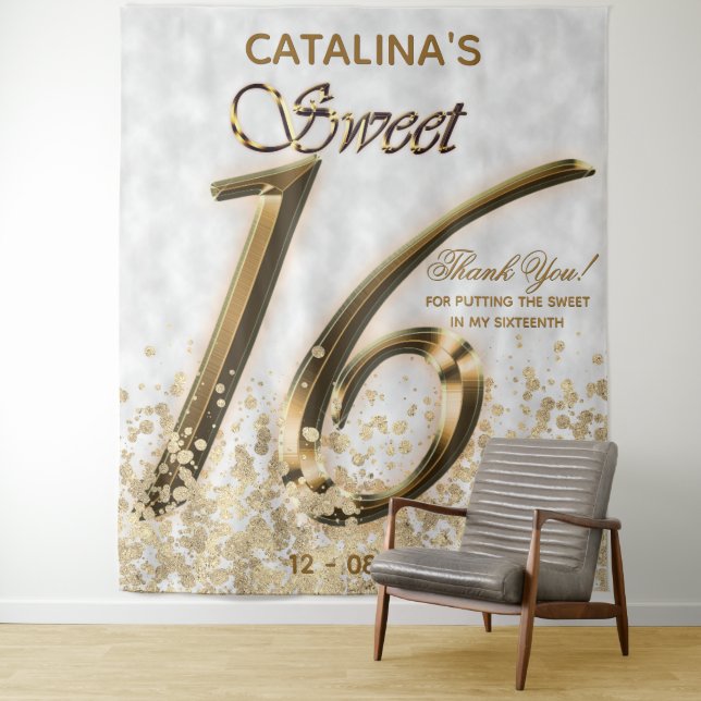 Tapete De Parede Dourado Sweet Sixteen Brilho de Fólha Falsa (In Situ)