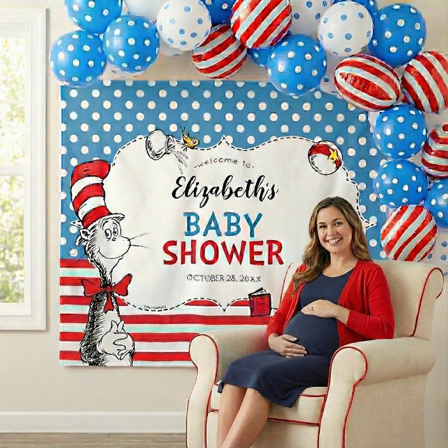 Tapete De Parede Dr. Seuss | Cat in the Hat Baby Shower (Criador carregado)