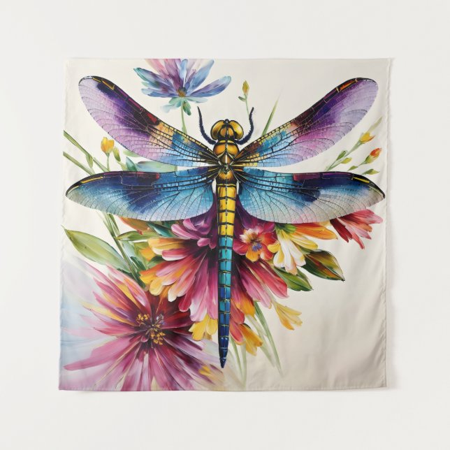 Tapete De Parede Dragonfly Floral Multicolor Art (Frente)
