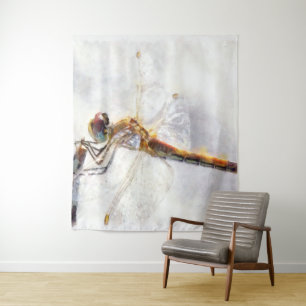 Tapete De Parede Dragonfly Watercolor Pastel Fundo Branco