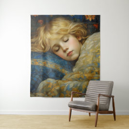 Tapete De Parede Dreamy Dormindo Criança em Filha Floral