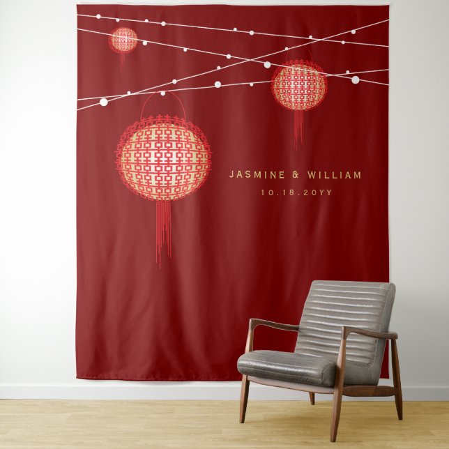 Tapete De Parede Dupla Felicidade Lanternas Foto de Casamento (In Situ)