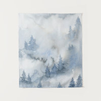 Dusty Blue Watercolor Misty Abstrato Forest   