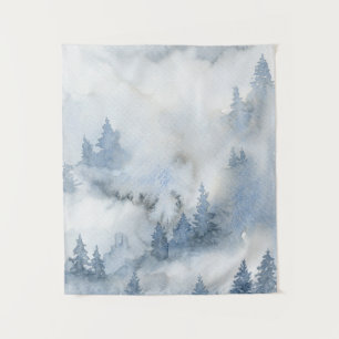 Tapete De Parede Dusty Blue Watercolor Misty Abstrato Forest