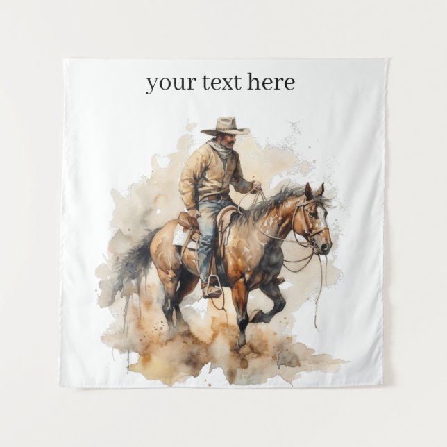 Tapete De Parede Dusty Trail Ride em Watercolor, personalizado (Frente)