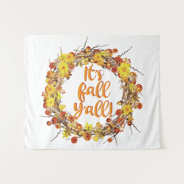 Tapete De Parede É Fall Y'all Orange Autumn Leaves (Frente (Horizontal))
