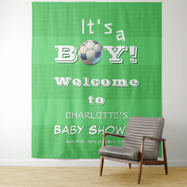 Tapete De Parede É um menino! Chá de fraldas de futebol desportivo