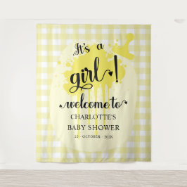 Tapete De Parede É uma garota! Fundo do Chá de fraldas Gingham Amar