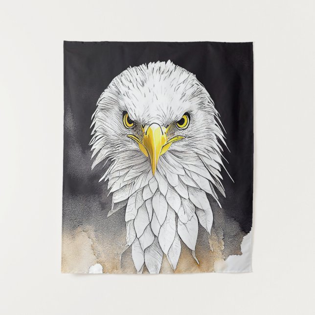 Tapete De Parede Eagle Wild Animal Nature Watercolor Pintura (Frente)