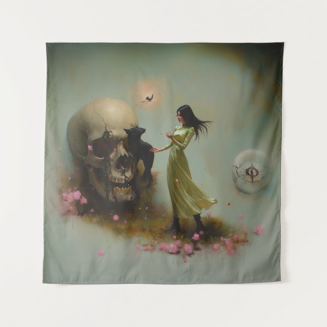 Tapete De Parede Eclipse Priestess Moon oculta Dark Witchy AI Art (Frente)