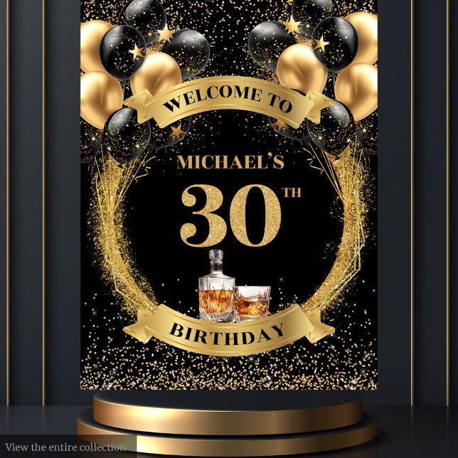 Tapete De Parede Ecrã de Evento Whiskey de Homem 30 impressionante (Stunning 30th Man Birthday Whiskey Event Display)