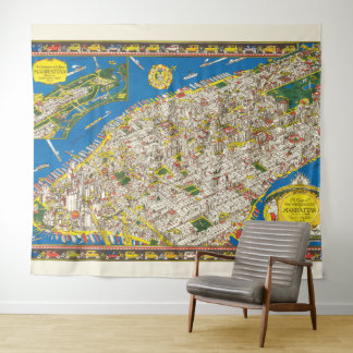 Tapete De Parede Edição do Diário 1926 Mapa do Pictorial Manhattan