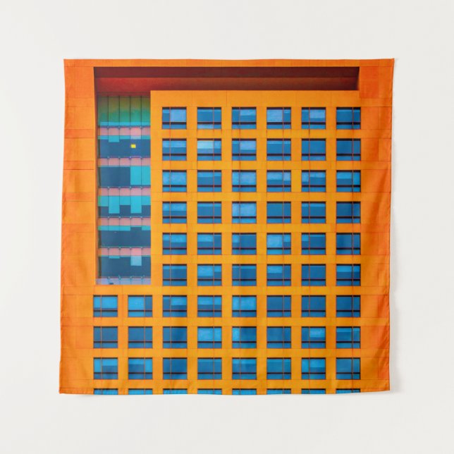 Tapete De Parede Edifício azul e laranja (Frente)