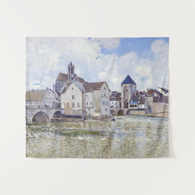 Tapete De Parede Edifícios Alfred Sisley e pontes com água (Frente (Horizontal))