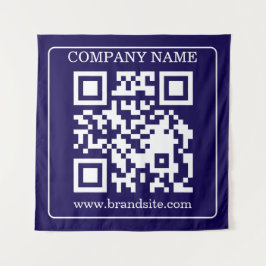 Tapete De Parede Editable QR Code Navy Blue Modern Branding Display