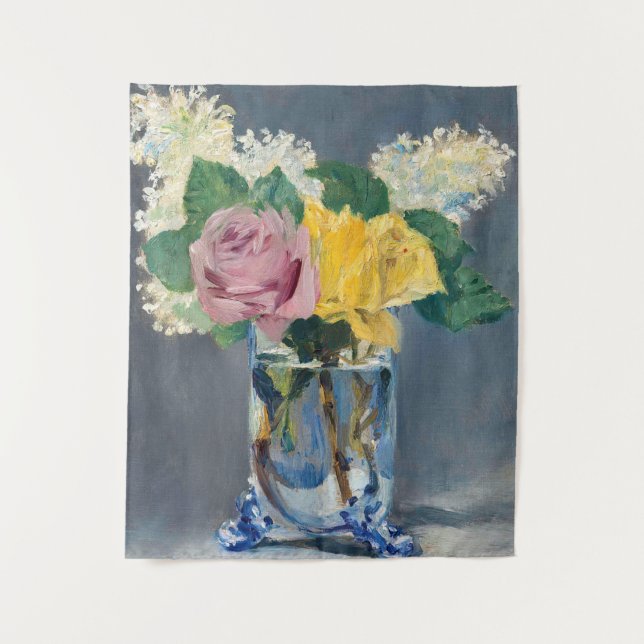 Tapete De Parede Edouard Manet - Lilases e Rosas (Frente)