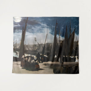 Tapete De Parede Edouard Manet - O Porto de Boulogne por Moonlight