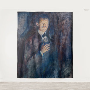Tapete De Parede Edvard Munch - Autorretrato com Cigarro