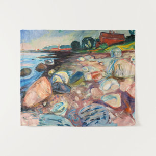 Tapete De Parede Edvard Munch - Shore com Casa Vermelha