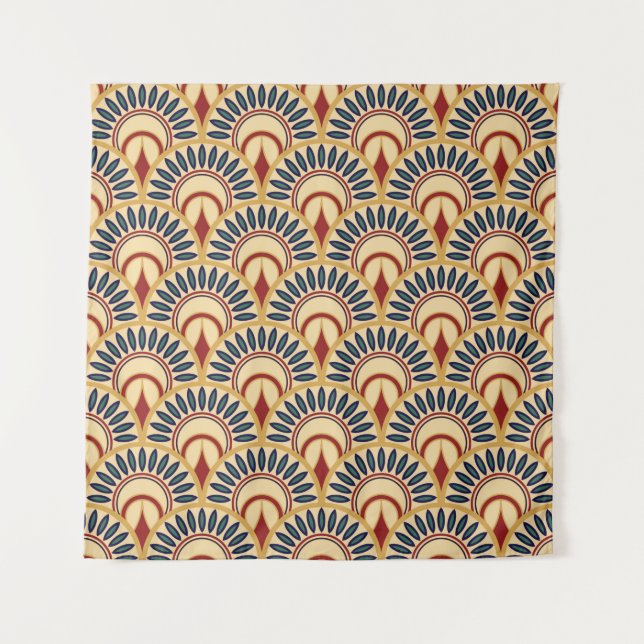 Tapete De Parede Egyptian Motif Fish Scales Seamless Pattern (Frente)
