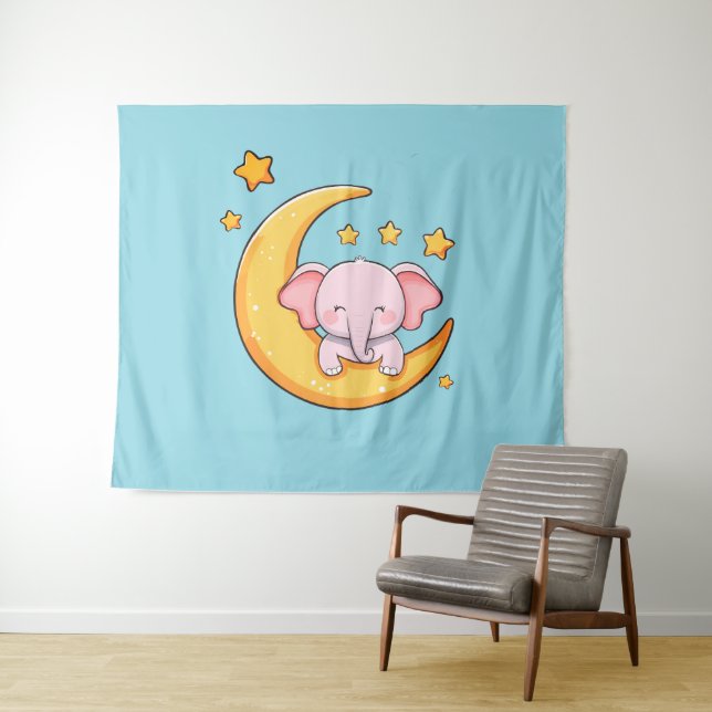 Tapete De Parede Elefante-bebê rosa (In Situ (Horizontal))