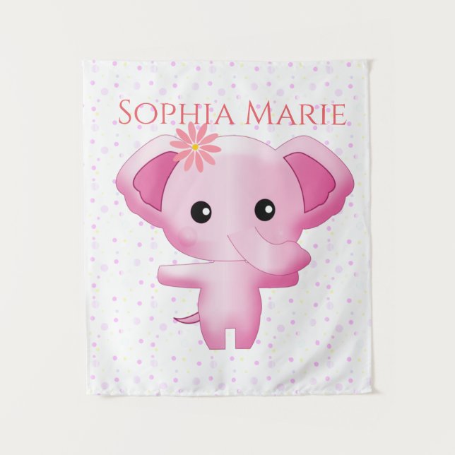 Tapete De Parede Elefante De Bebê Rosa Bonito (Frente)