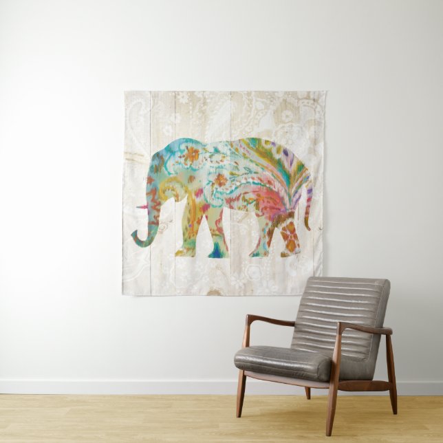 Tapete De Parede Elefante de Boho Paisley II (In Situ (Horizontal))