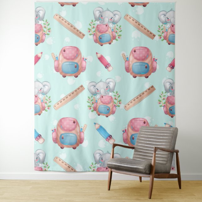 Tapete De Parede Elefante de Volta às Aulas Estampado (In Situ)