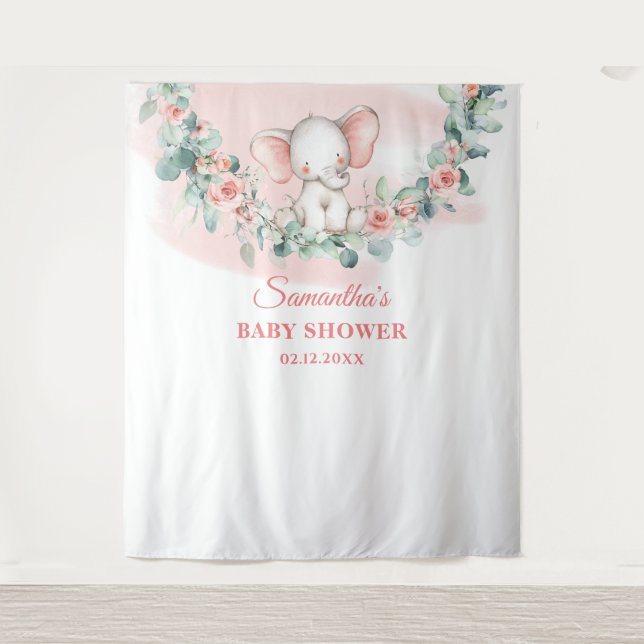 Tapete De Parede Elefante eucalyptus wreath, menina (Frente)