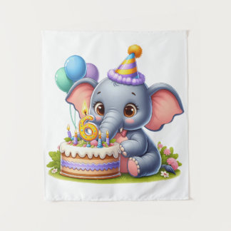 Tapete De Parede Elefante Fofo de 6 Anos de Idade