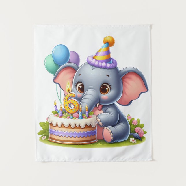 Tapete De Parede Elefante Fofo de 6 Anos de Idade (Frente)