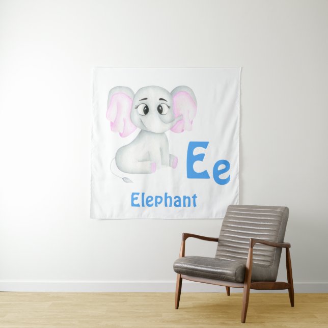 Tapete De Parede Elefante personalize ABC: Letra E - Adicione seu n (In Situ)