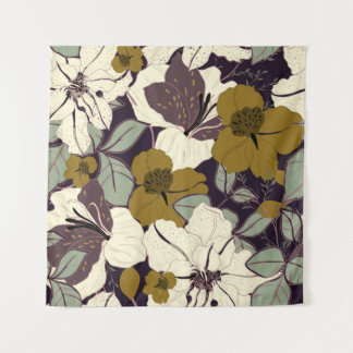 Tapete De Parede elegância floral, padrão de folha vintage.