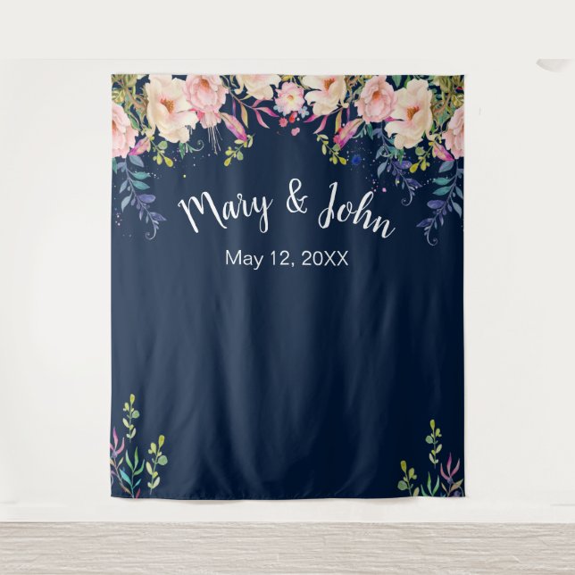 Tapete De Parede Elegância Moderna Fundo Fotográfico Floral Rosa pa (Frente)