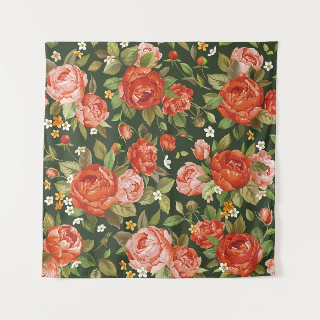 Tapete De Parede Elegância Peônia: Papel de Parede Floral Gráfico. (Frente)