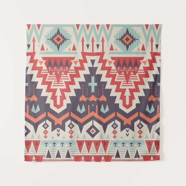 Tapete De Parede Elegância Tribal: Impressão de Étnica Geométrica (Frente)