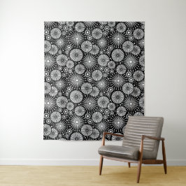 Tapete De Parede Elegant Black White Geometric Flowers Starburst