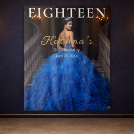 Tapete De Parede Elegant Blue 18th Birthday Photo Backdrop