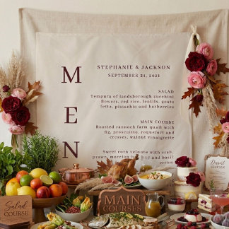 Tapete De Parede Elegant Burgundy & Ivory Wedding Bar Menu