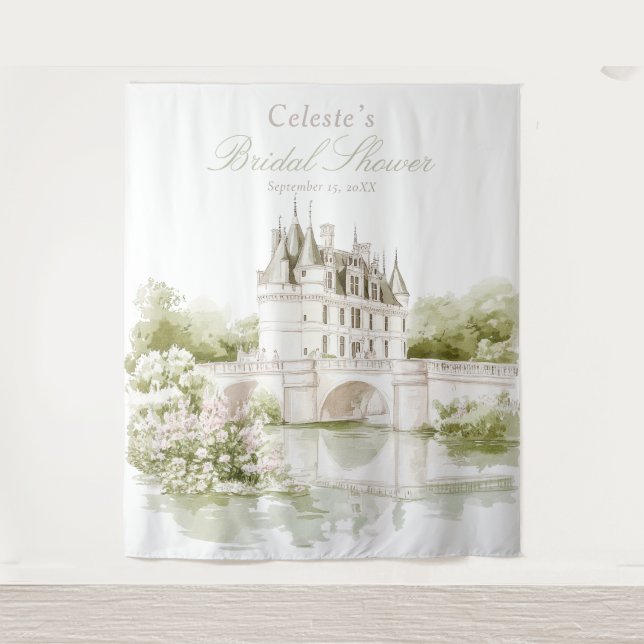 Tapete De Parede Elegant Chateau French Romance Bridal Shower  (Frente)