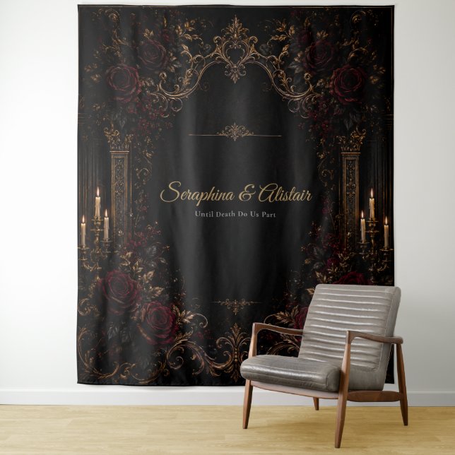Tapete De Parede Elegant Dark Gothic Wedding Backdrop (In Situ)