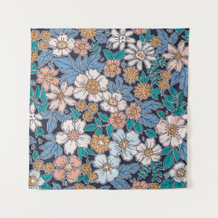 Tapete De Parede Elegant floral pattern in small hand draw flower.