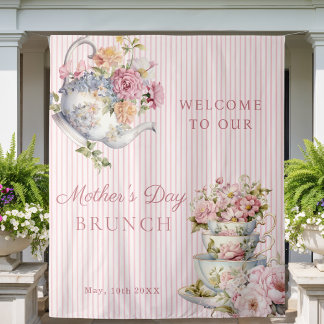 Tapete De Parede Elegant Floral Tea party Mother's Day Backdrop