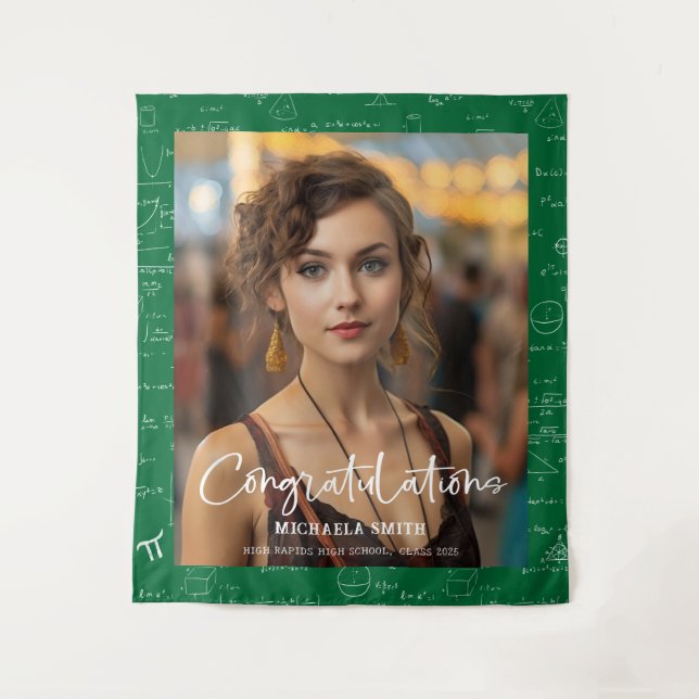 Tapete De Parede Elegant Green Math Congratulations Photo Graduate (Frente)