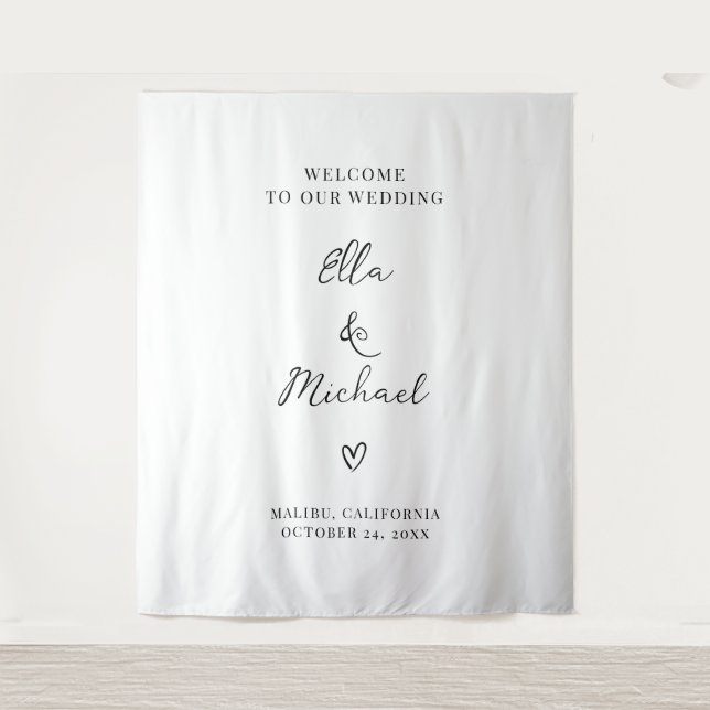 Tapete De Parede Elegant Minimalist Wedding Welcome Sign - Tapestry (Frente)