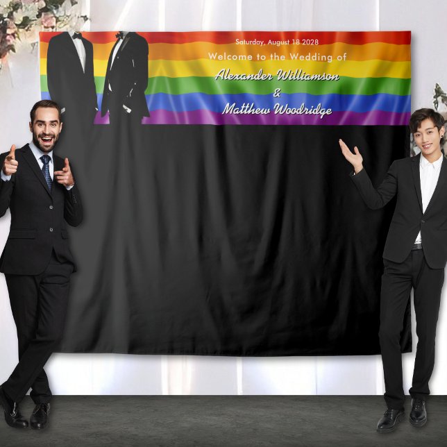 Tapete De Parede Elegant Modern Gay Men Rainbow Wedding Backdrop (Criador carregado)